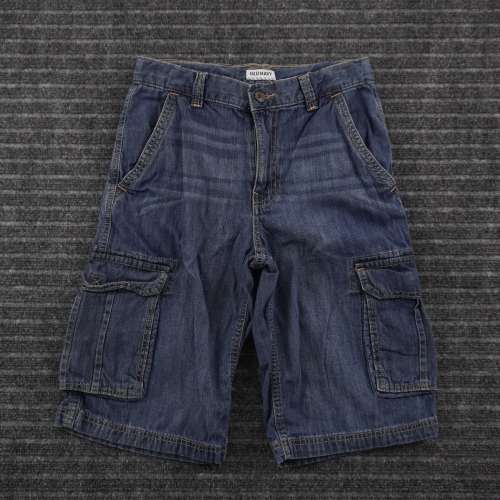 Old‎ Navy Cargo Shorts Boys 18 Blue Denim Medium Wash Adjustable Waist Utility